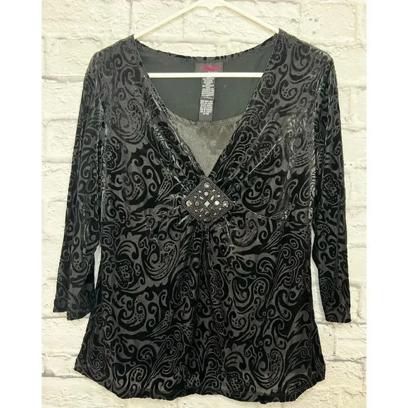 Y2K Clothing Co by Notations black bejeweled top size L. - Picture 2 of 8